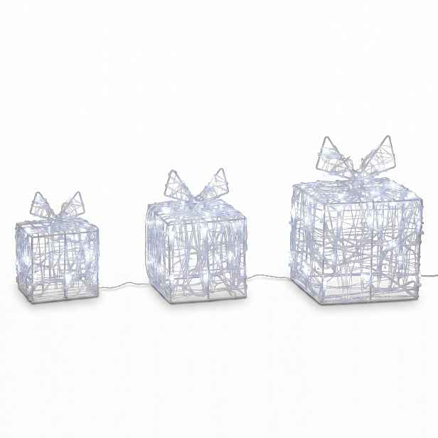 Led Dekorace Dárky 3 Ks Akryl Bílá 15/13/11 CM IP44