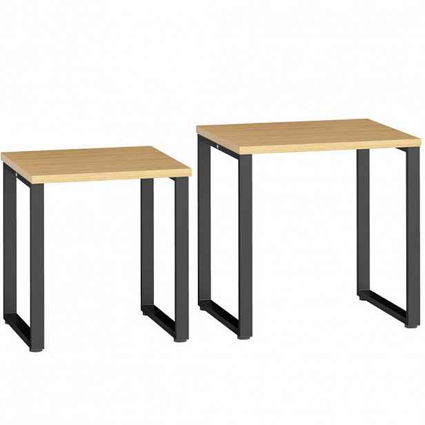 Modfu SADA konferenčních stolků z dřeva a kovu 60x50x60/50x50x54 cm přírodní stohovatelná, úspora místa