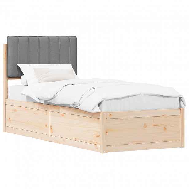 vidaXL Rám postele s čalouněným čelem s čelo Světle šedá 75 x 190 cm