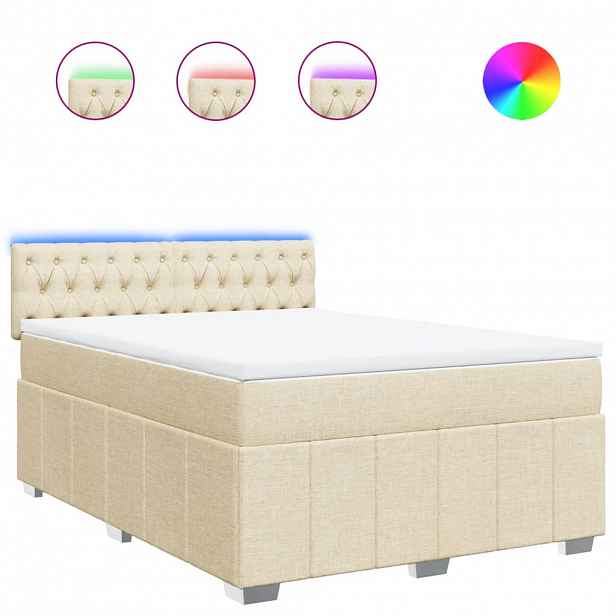 vidaXL Box spring postel s matrací krémová 140x200 cm textil