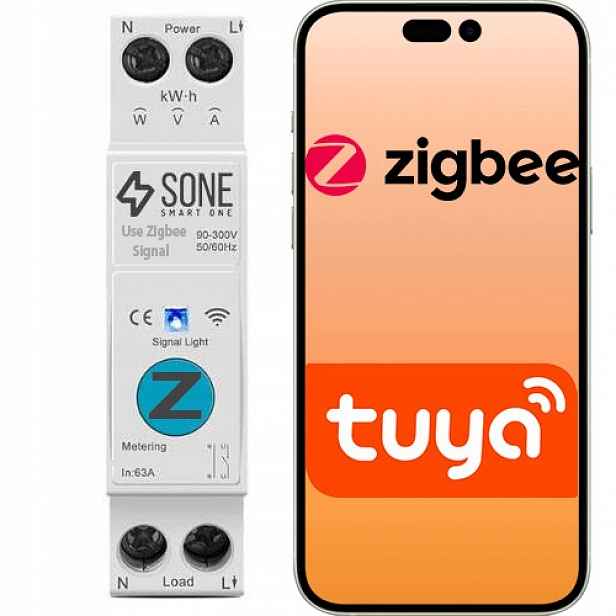 Relé 16A Zigbee Tuya Smart Dálkové Ovládání S Měřením Spotřeby Din