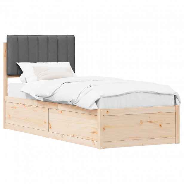 vidaXL Rám postele s čalouněným čelem s čelo Tmavě šedá 75 x 190 cm
