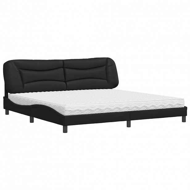 vidaXL Postel s matrací Hvar černá 200 x 200 cm umělá kůže