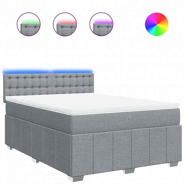 vidaXL Box spring postel s matrací světle šedá 140 x 200 cm textil