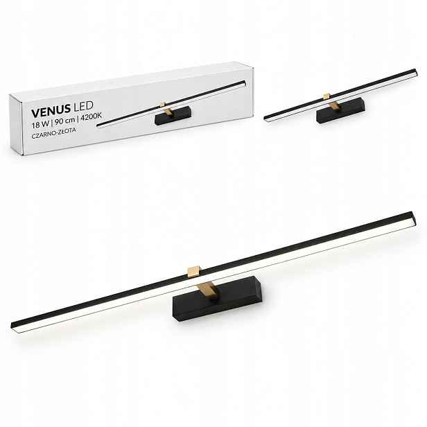 Do obchodu lampa Venus 18W 90 cm černo-zlatá Led nad vitrínu 4200K IP44