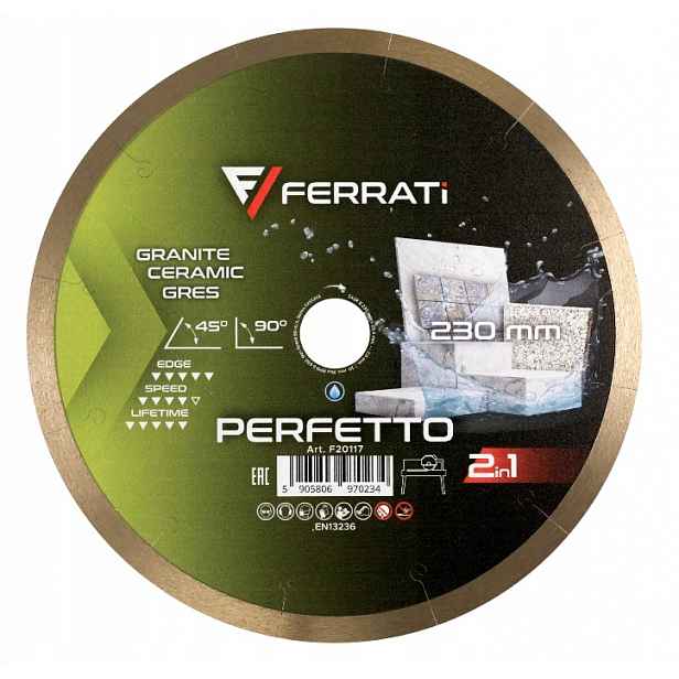 Ferrati Perfetto 2v1 Diamantový Kotouč Řezací 230 x 25,4 mm Granitový Mramor