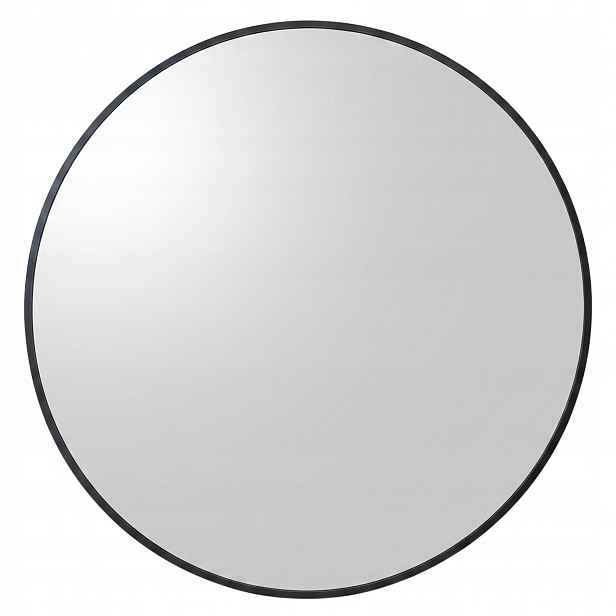 Kulaté nástěnné zrcadlo v černém kovovém rámu, Ø 70 cm