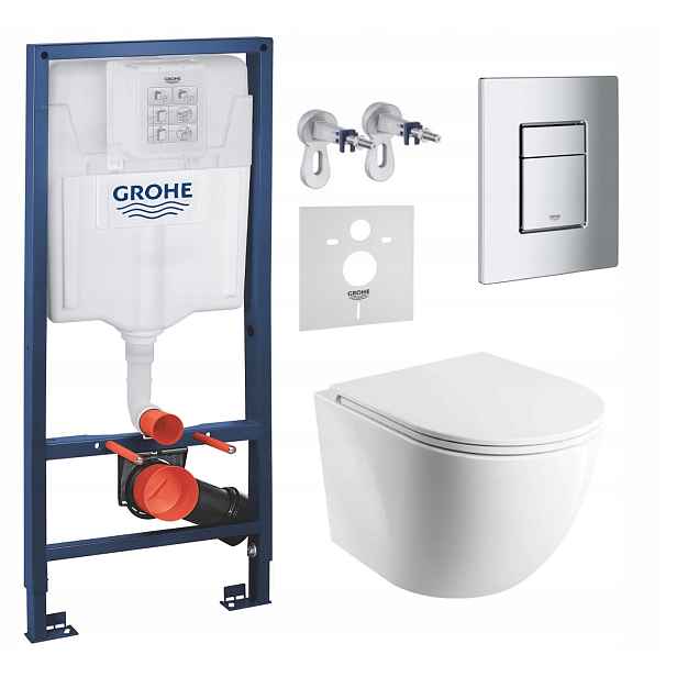 Podomítkový Wc set Grohe s mísou Mwbp a tlačítkem Chrom Mat Fresh