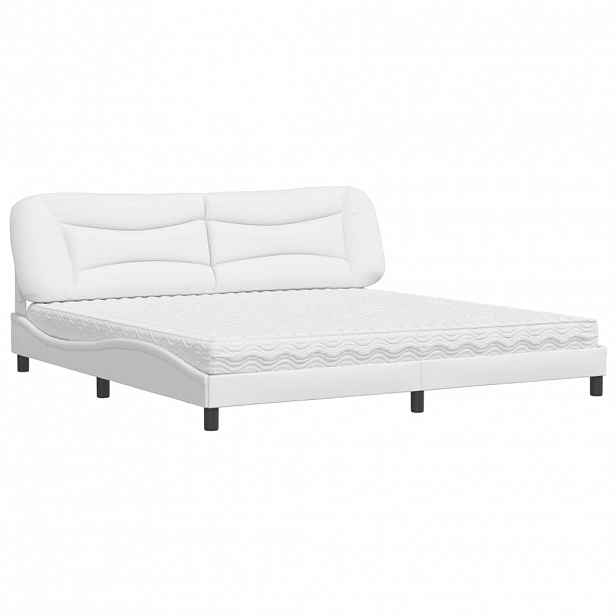 vidaXL Postel s matrací Hvar bílá 200 x 200 cm umělá kůže