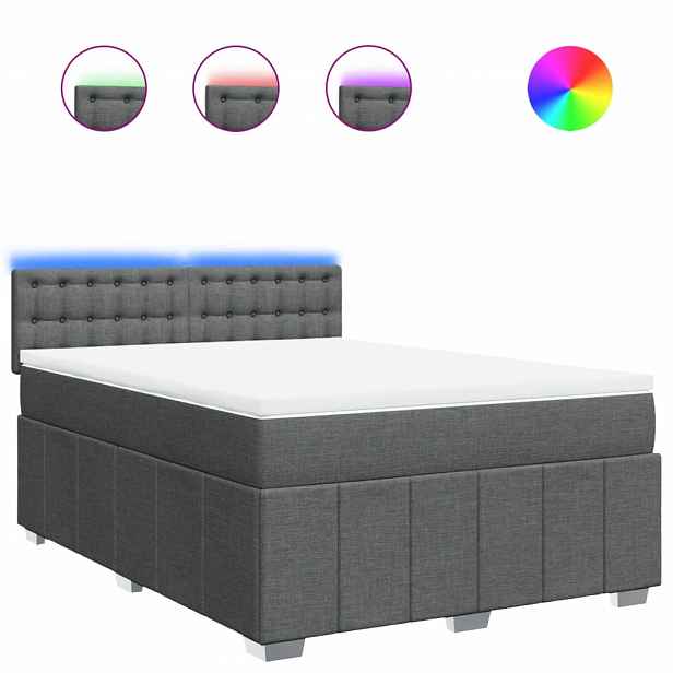 vidaXL Box spring postel s matrací tmavě šedá 140x200 cm textil