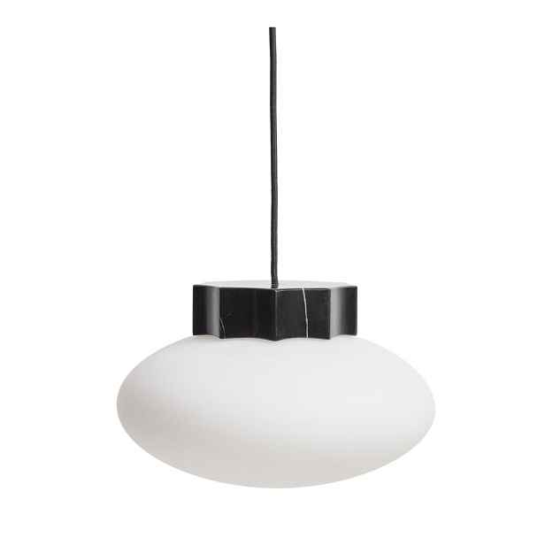 Bílé/černé kovové závěsné svítidlo se skleněným stínidlem ø 26 cm Idela – Kave Home