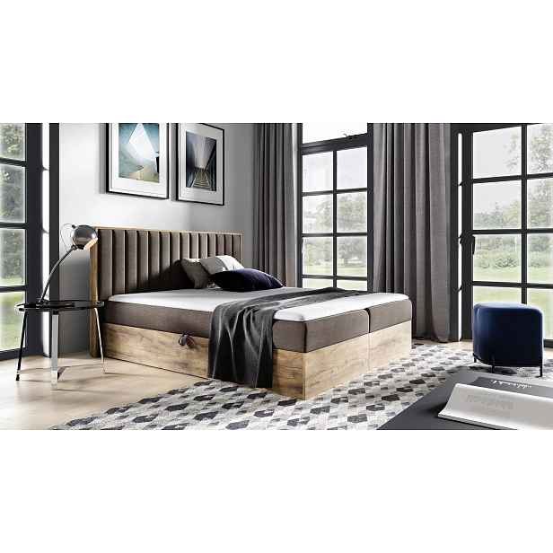 Manželská postel CHANTELLE 4 - 200x220, hnědá + topper ZDARMA