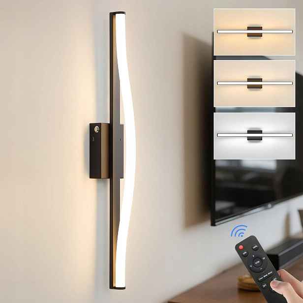 Nástěnné Led svítidlo bezdrátové akumulátorové s dálkovým ovládáním 60 cm, černé