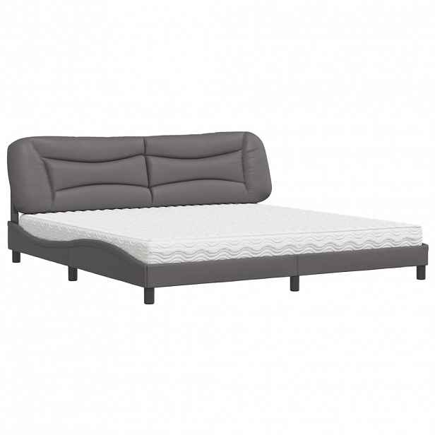 vidaXL Postel s matrací Hvar šedá 200 x 200 cm umělá kůže