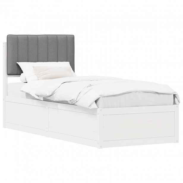 vidaXL Rám postele s čalouněným čelem s čelo Světle šedá 75 x 190 cm