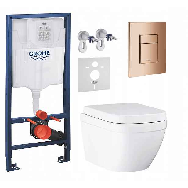 Podomítkový Wc set Stelaz S Wc mísou Grohe Euro Ceramic Tlačítko