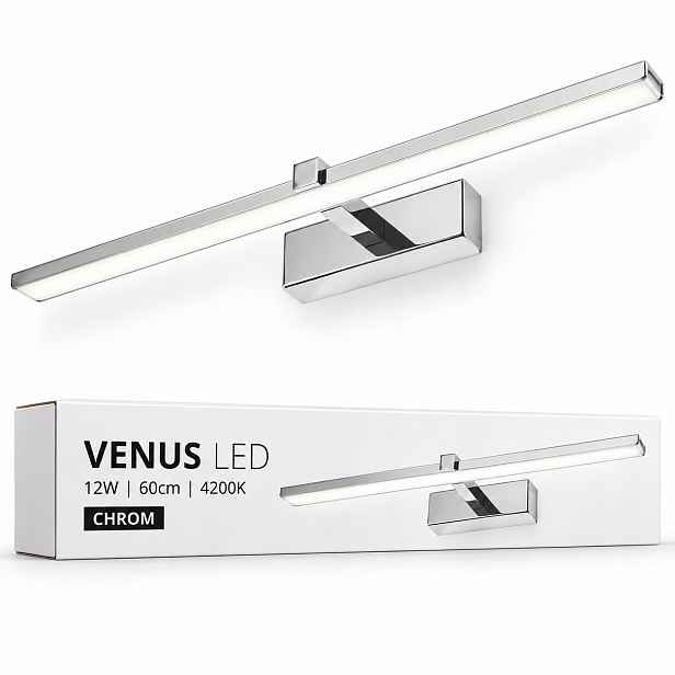 Koupelnové nástěnné svítidlo Venus 12W 60 cm chrom 4200K lampa nad zrcadlo Led
