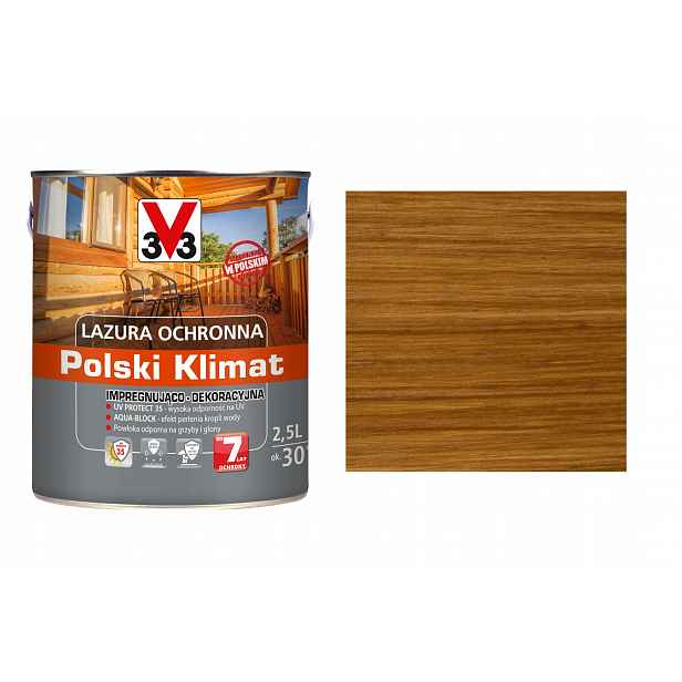 Lazura V33 Polský Klima 7 let Dub přírodní 2,5L