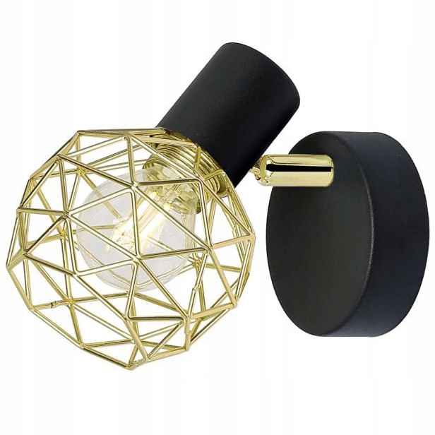 Nástěnná lampa Acrobat 1x E14 40W Černé Klosz Zlatý Loftový košík