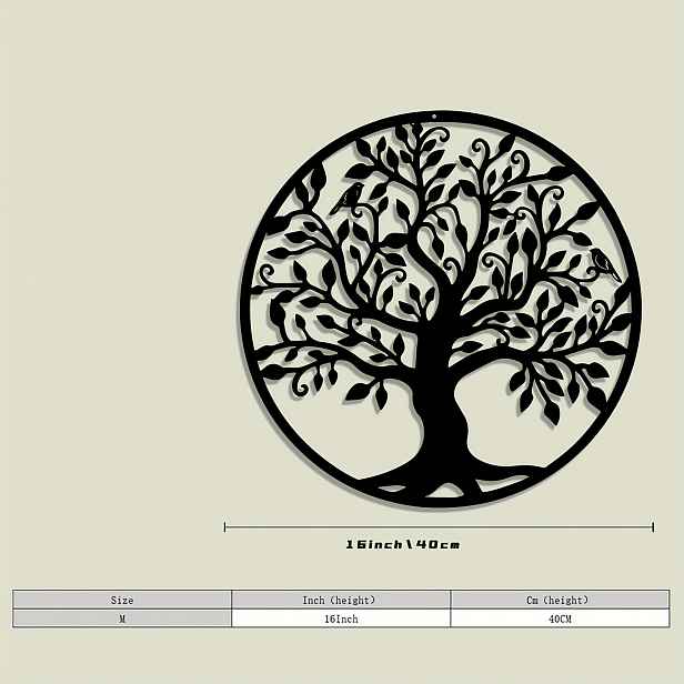 TEMU 1ks Kovová nástěnná dekorace života - Odolná železná konstrukce, minimalistický design Stromu života v černé a hnědé barvě - Dekorace do
