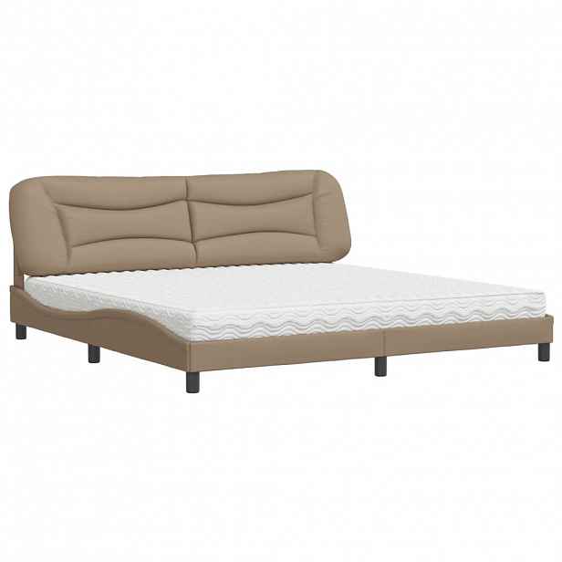 vidaXL Postel s matrací Hvar cappuccino 200 x 200 cm umělá kůže