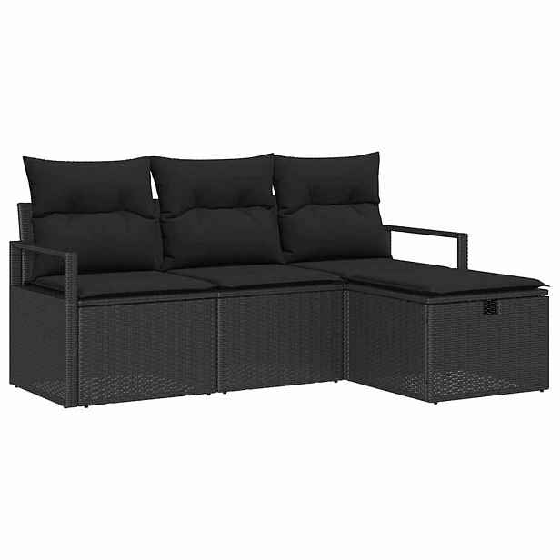 vidaXL Set pohovek 4 ks 4-Počet míst Černá polyratan