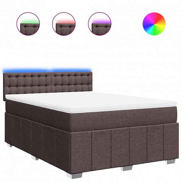 vidaXL Box spring postel s matrací tmavě hnědá 140x200 cm textil