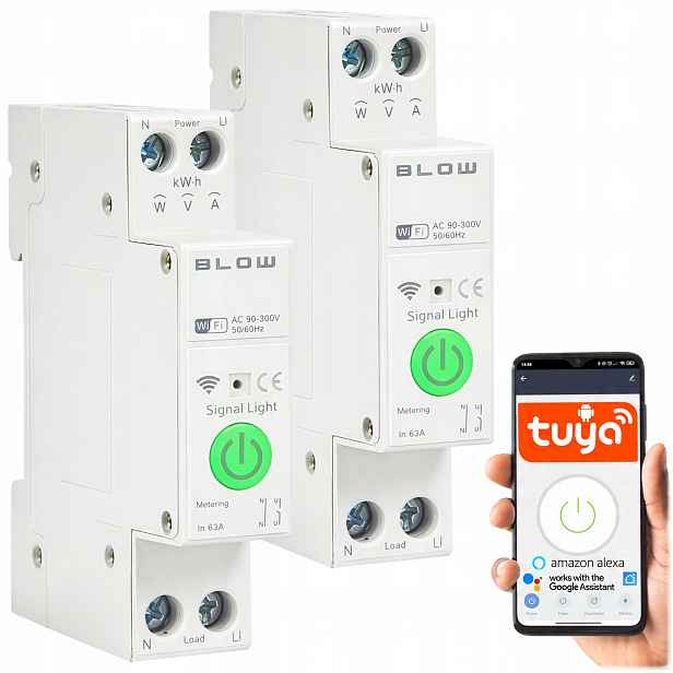 2x WiFi Relé Měření Proudu Výkonu Tuya Smart Wifi Switch Na Din Lištu