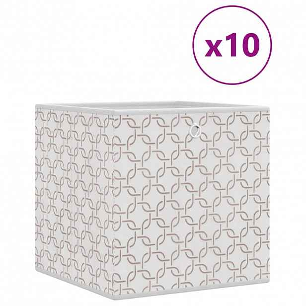vidaXL Skládací úložné boxy 10 ks krémové 32x32x32 cm netkaná textilie