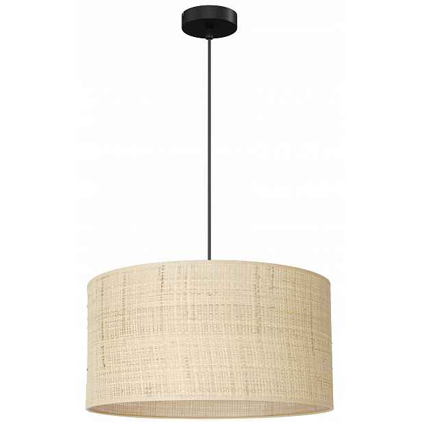 Závěsná stropní lampa Rattan Černá Béžová Abažur 1xE27 40 cm klasická