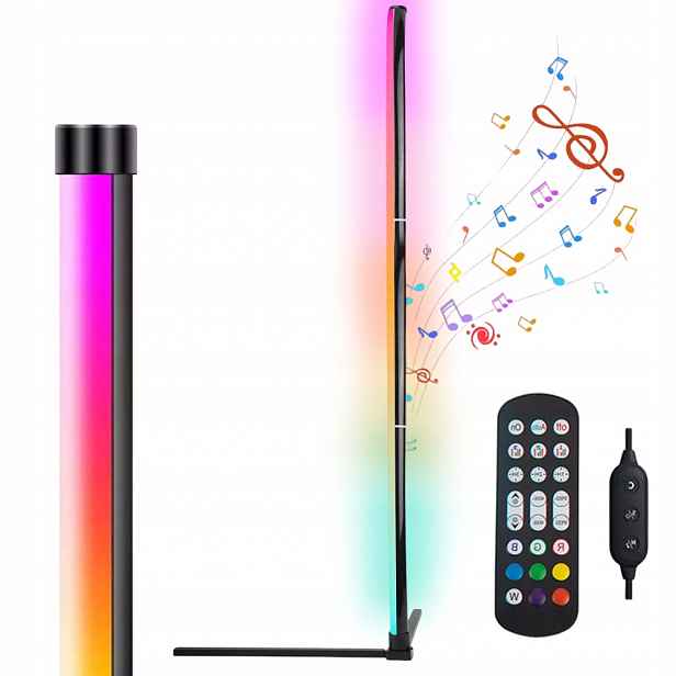 Led Podlahová Lampa Rohová Aplikace 155 CM Stojící Rgb 10W+DÁLKOVÝ Ovladač