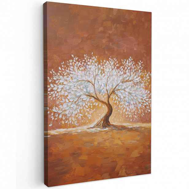 MuchoWow OBRAZ NA PLÁTNĚ Abstraktní - Strom - Bílý - Listy 40x60 cm