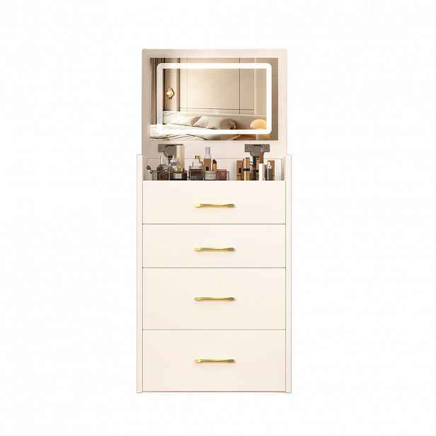 OKWISH TOALETNÍ stolek 60/118/40 cm bílý z MDF s výklopným zrcadlem a úložným prostorem