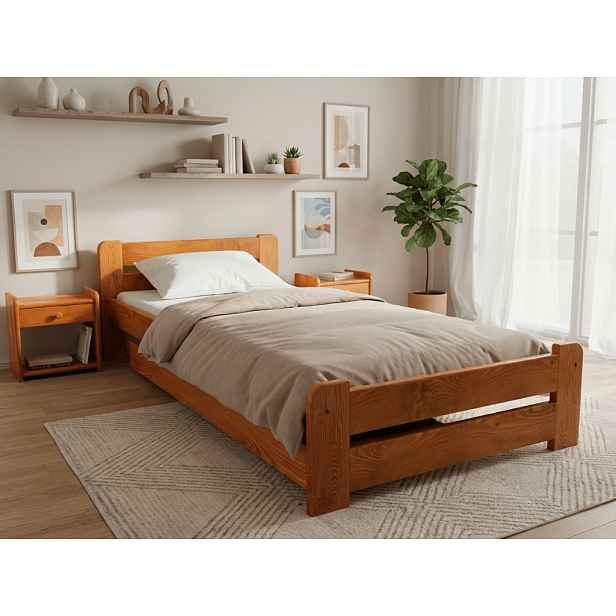 Postel Laura 90 x 200 cm, olše Rošt: S laťkovým roštem, Matrace: Matrace Coco Maxi 20 cm