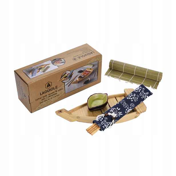 Sada na sushi Loďka, servírování pro 2 osoby s paličkami Laguiole
