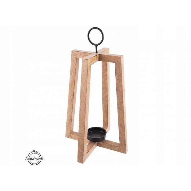 Svícen dřevo/kov Mango otevřený v. 44 cm