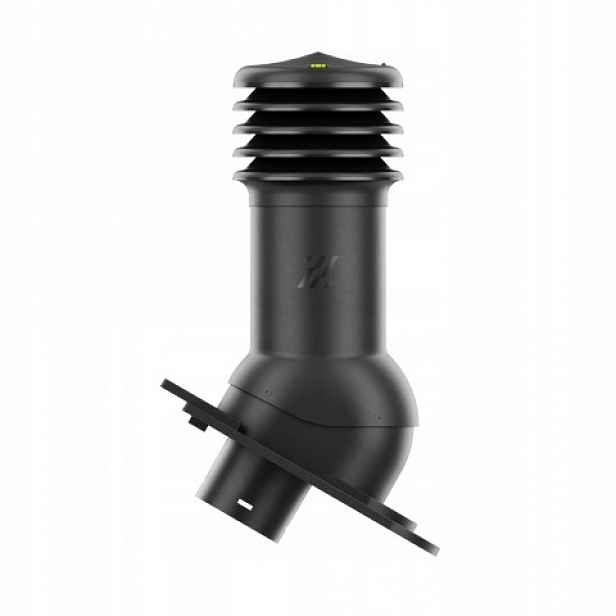 Větrací komín HiVent pro kaprařskou střešní krytinu o průměru 125 mm, černý