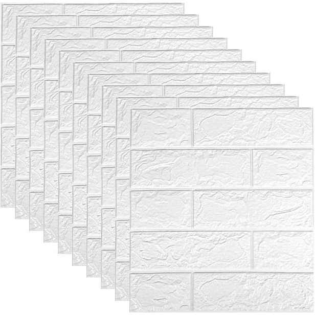 50x Samolepka 3D Tapeta Na Zeď Samolepicí Cihlové Panely Na Zeď Bílá