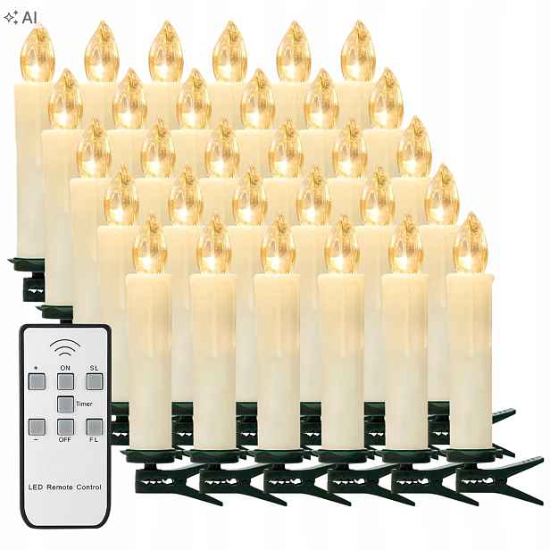 Led vánoční svíčky na klipu Bezdrátové IP64 s časovačem Teplá bílá