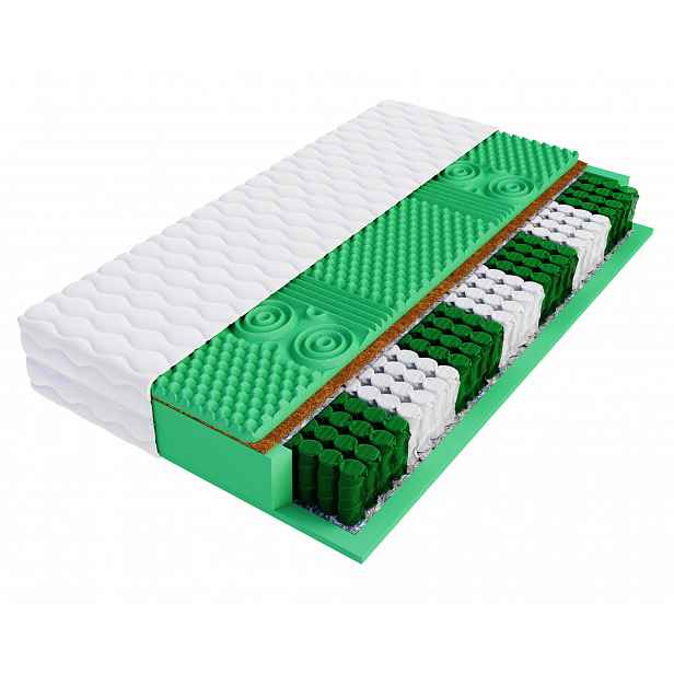 Matrace 80x200 středně tvrdá Kokos pocket zón Masážní Green