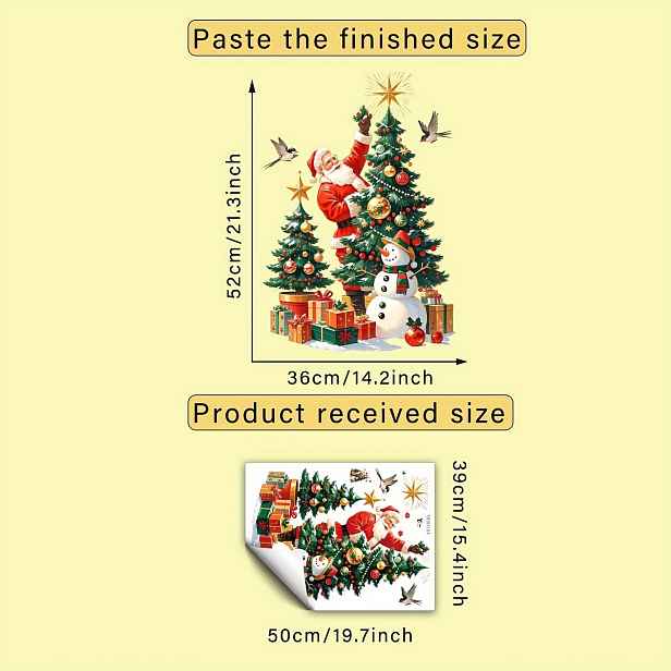 TEMU 1 ks Vánoční Santa Claus Vánoční Sněhulák Dárková koule Okenní samolepky Kreativní samolepicí odnímatelné oboustranné vizuální PVC skleněné