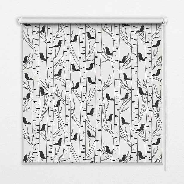 TULUP VNITŘNÍ roleta - okenní roleta - roleta - 60x140 cm - Kreslení ptáci a stromy
