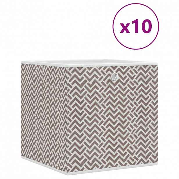 vidaXL Skládací úložné boxy 10 ks hnědé 32x32x32 cm netkaná textilie