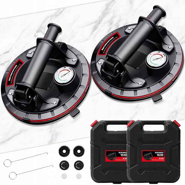 2x Držák Přísavka S Manometrem Pumpou Na Glazury Dlaždic 300KG Mechanický