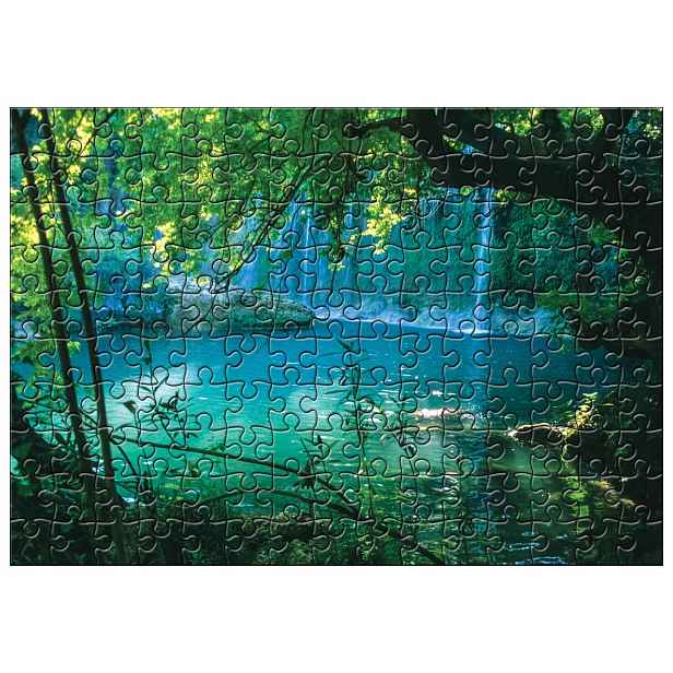 Fototapeta Vodopád Jezero Les Zelená skládačka přírody 200x140 lepidlo