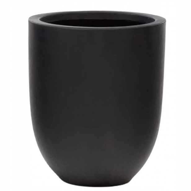 Květináč cementový Kave Home zahradní na květiny černý, průměr 39 cm