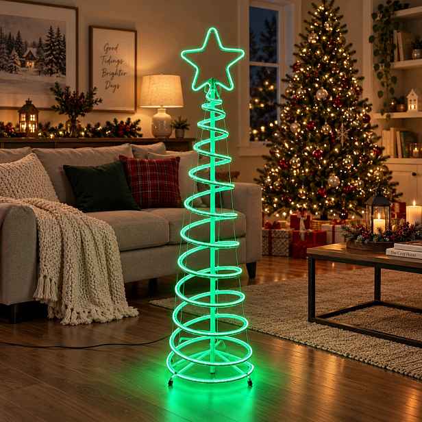 Led vánoční stromek Neonová spirála 120 cm Vánoční ozdoba Svítící zelená