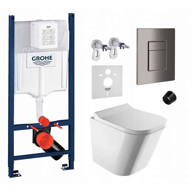 Wc sada Grohe s mísou Fontana Rimless a tlačítkem grafit Fresh