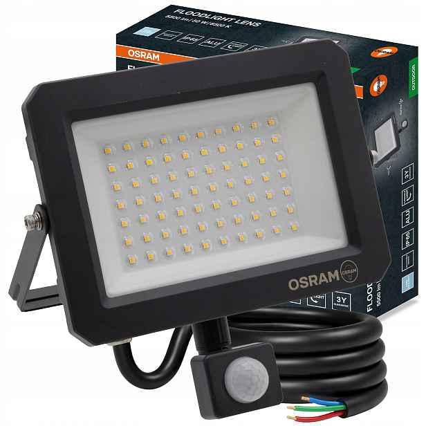 Led reflektorová lampa Halogenová Led lampa s senzorem 50W 5500lm 6500K IP65