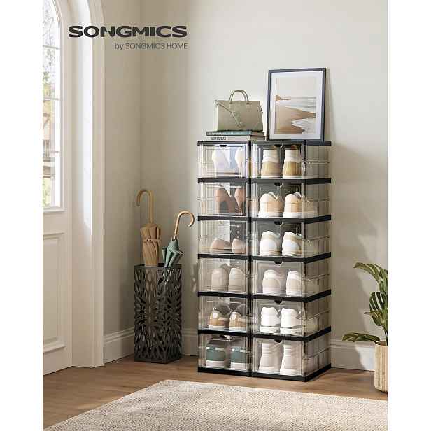 Botník Songmics 25,5 x 17,5 x 35,5 cm antracit, bezbarvá